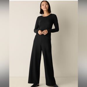 Eileen Fisher Felted Wool Jersey Wide-Leg Pant Sz L